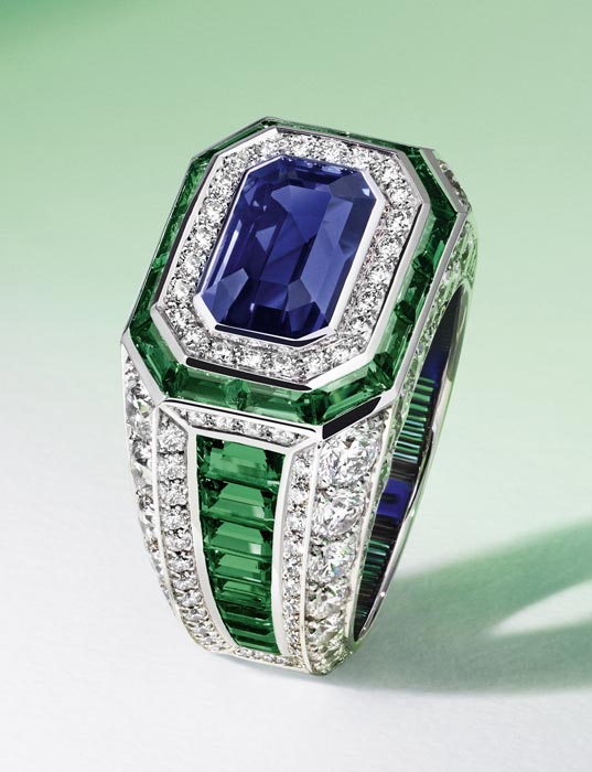 Farfetch Damen Accessoires Schmuck Ringe 18kt yellow gold Seraphine trio emerald diamond ring 