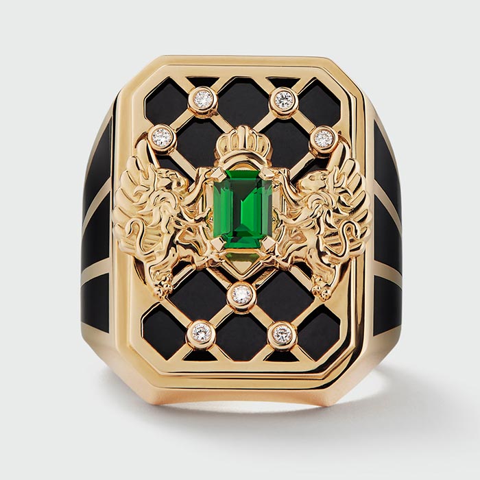 Emerald ring with onyx and diamonds crowned by an African emerald, Louis  Vuitton